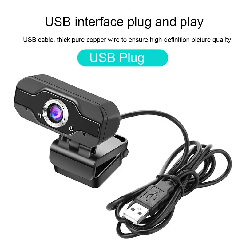 Full HD Webcam 1080P 60fps Laptop Computer PC Web Cam Camera Built In Microphone For Video Calls Conference Live Work Tripod