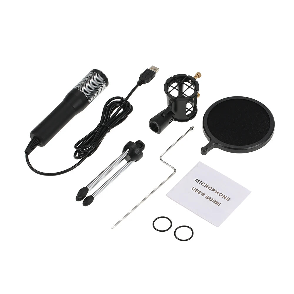 Professional Condenser Microphone MikrofonStudio Recording Mic Microphones with Mini MIC Stand for iPhone Laptop PC Tablet