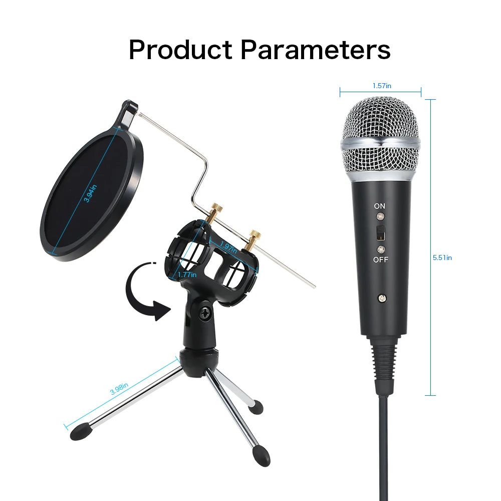 Professional Condenser Microphone MikrofonStudio Recording Mic Microphones with Mini MIC Stand for iPhone Laptop PC Tablet