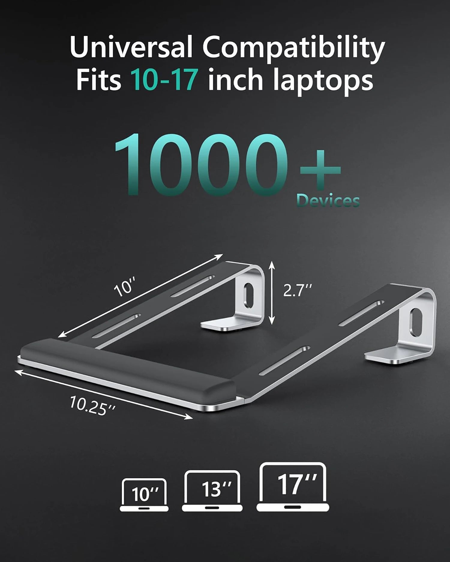 Ergonomische laptopstandaard van aluminiumlegering, draagbare laptopstandaard van aluminium met polssteun.