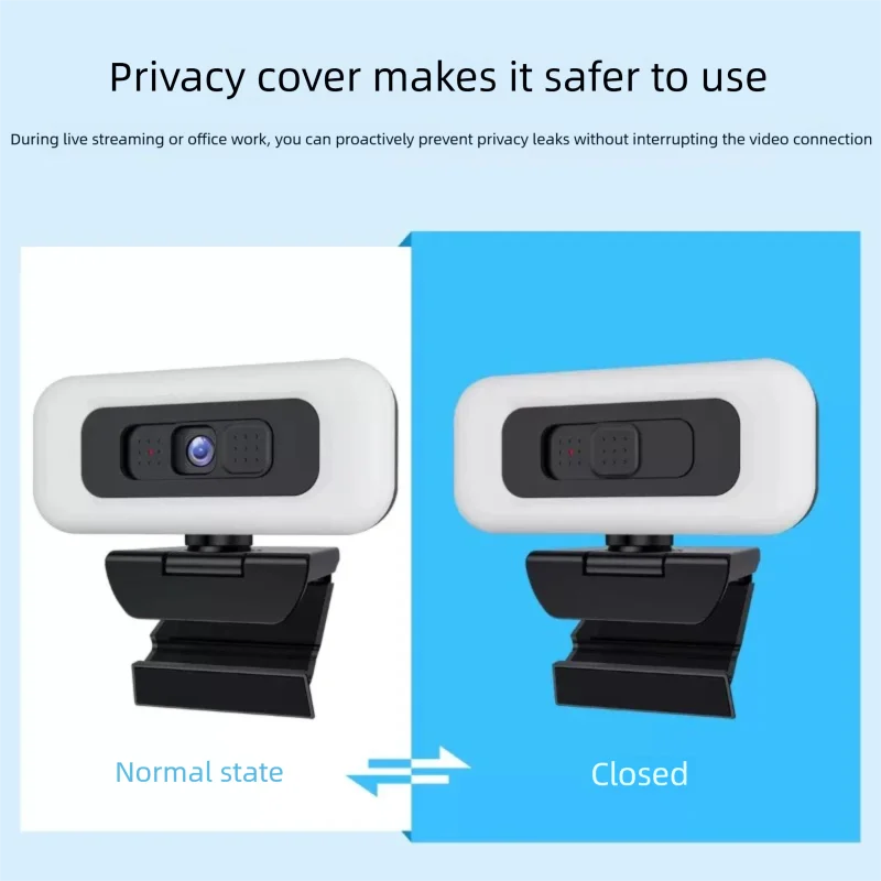 4K Webcam for PC Live Streaming Web Cam with LED Fill Light Full HD 2K 1080P Auto Focus Computer Camera with Microphone