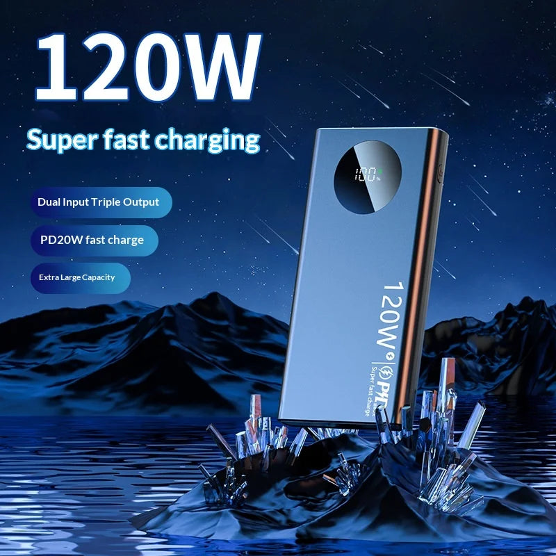 120W super fast charging power bank 20000 mAh large capacity two-way fast charging digital display power bank Lithium Battery