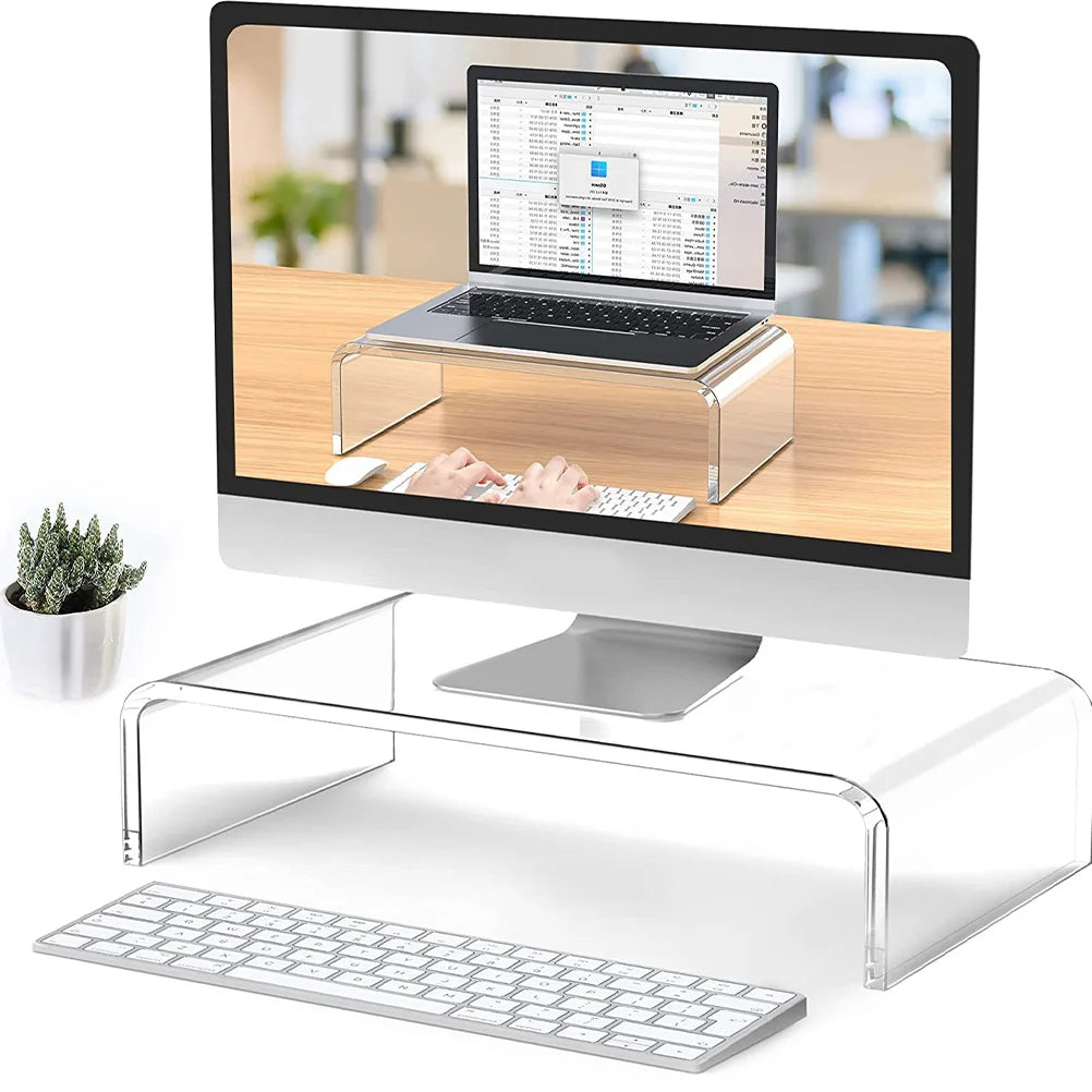 Thickened Transparent Acrylic Monitor Stand Laptop Riser Computer Base Desktop Monitor Riser Clear Computer Holder Computer