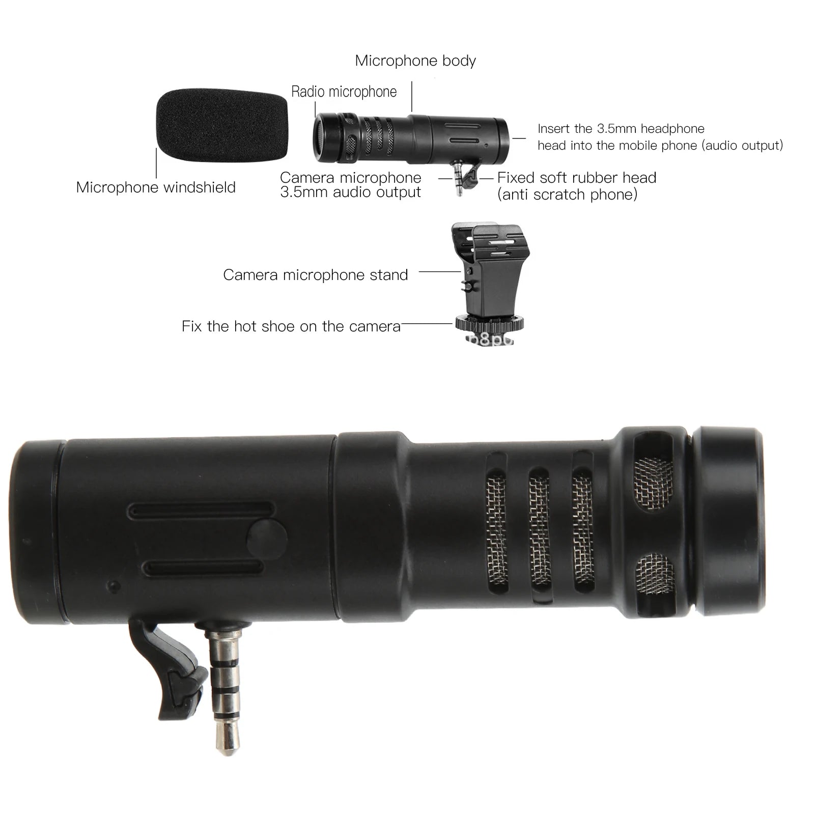 3.5mm Mini Microphone MIC 06 Microphone Mobile Phone Mini Microphone 3.5mm for Live Conference Video Vlog Video Record Mini Mic