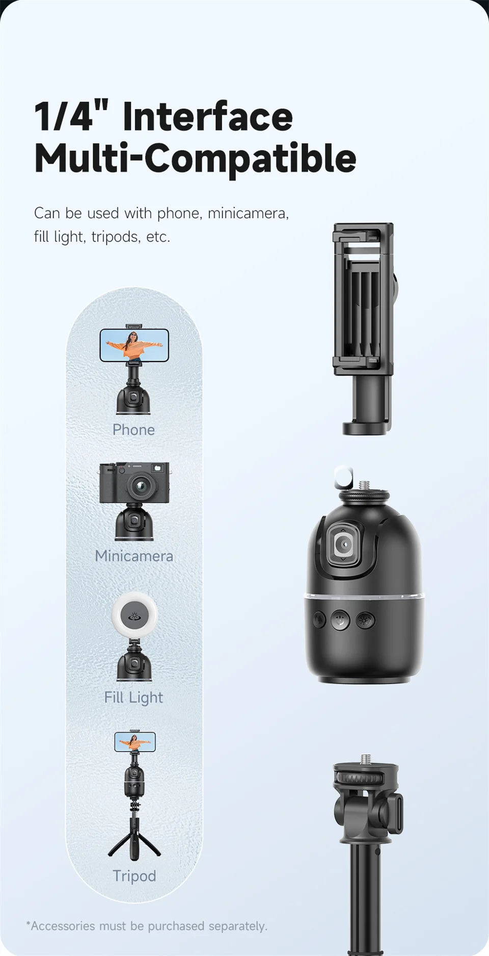 Selfieshow P03 Gimbal Stabilizer 360 Rotation Follow Focus Auto Face Tracking Tripod Desktop Cell Phone Holder for Live/Photo