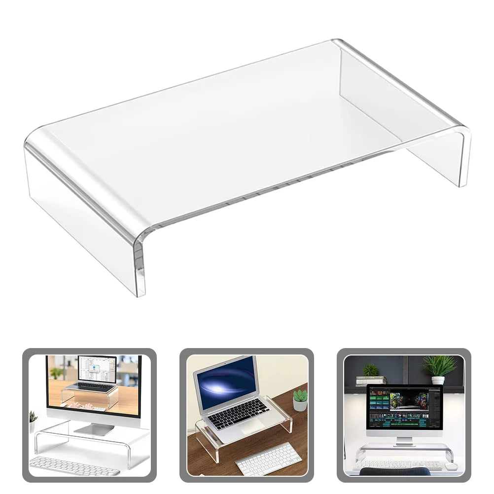 Thickened Transparent Acrylic Monitor Stand Laptop Riser Computer Base Desktop Monitor Riser Clear Computer Holder Computer