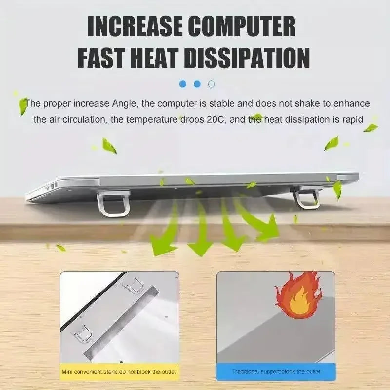 2pcs/Set Laptop Stand for Computer Keyboard Stand Riser Aluminum Mini Portable Laptop Stands for Macbook / Notebook /Lenovo/Dell