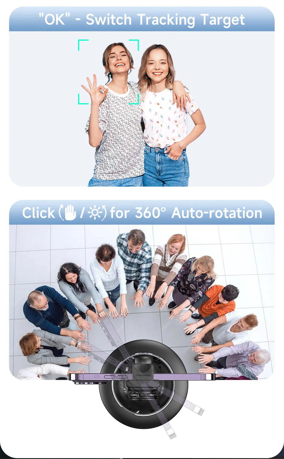 Selfieshow P03 Gimbal Stabilizer 360 Rotation Follow Focus Auto Face Tracking Tripod Desktop Cell Phone Holder for Live/Photo