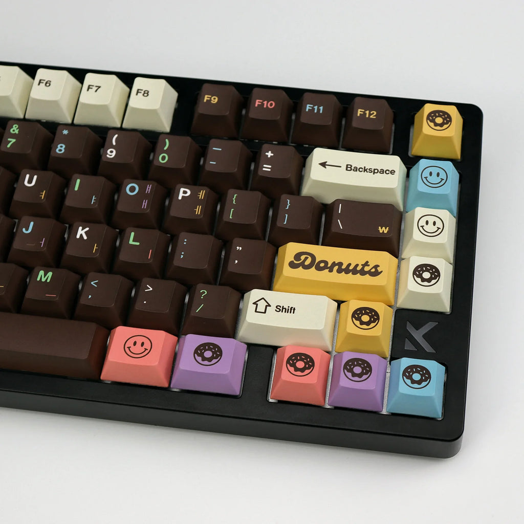 KBDiy 143 Keys/Set Korean Keycaps PBT Custom Mechanical Keyboard Cherry Profile Cute Donuts Keycap for 60/61/68/84/87/100/104/64