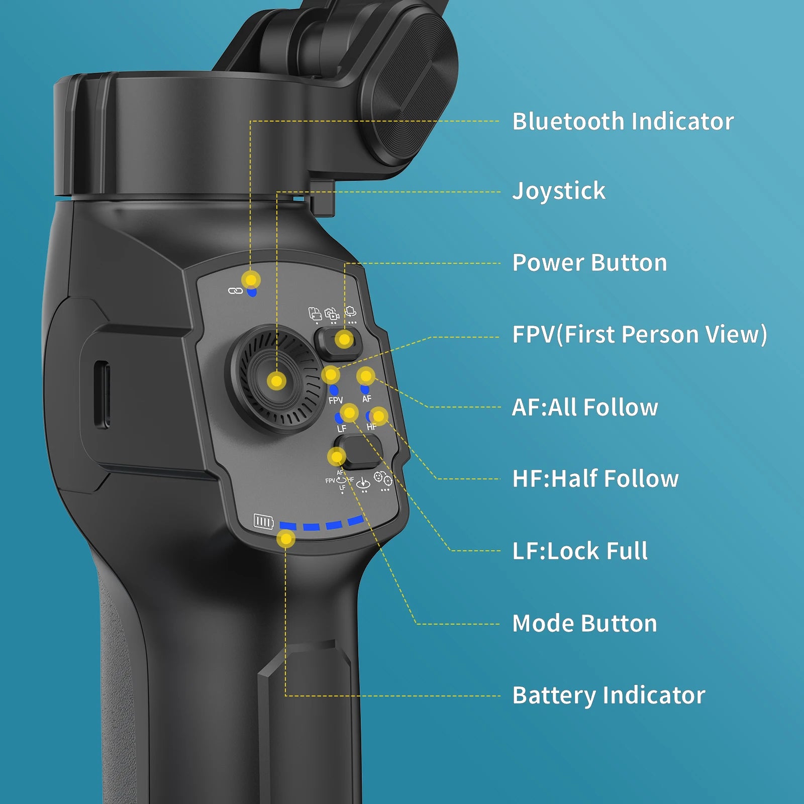 3-Axis Gimbal for Smartphone Anti-shake Stabilizer Face Tracking Gesture Control with Fill Light for iPhone Android Tiktok Vlog