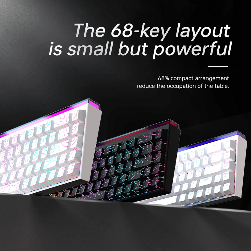 NK68 Side Engraved Contour Wired Mixed Light Mechanical Keyboard Full Keys Hot Swappable