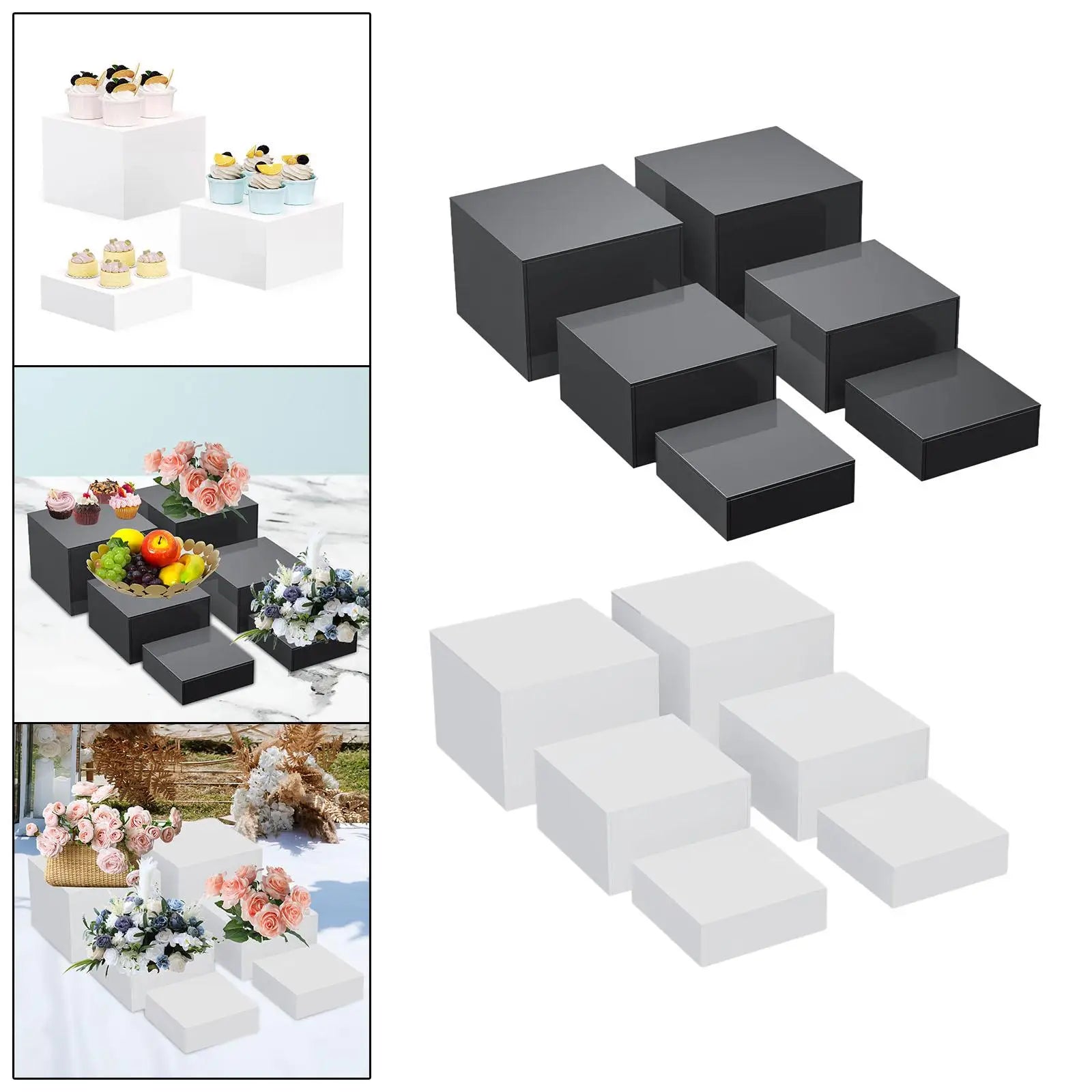 6x Acrylic Risers Display Stands with Hollow bottoms Buffer Risers for Food Collectibles Catering Jewelry Art Photography