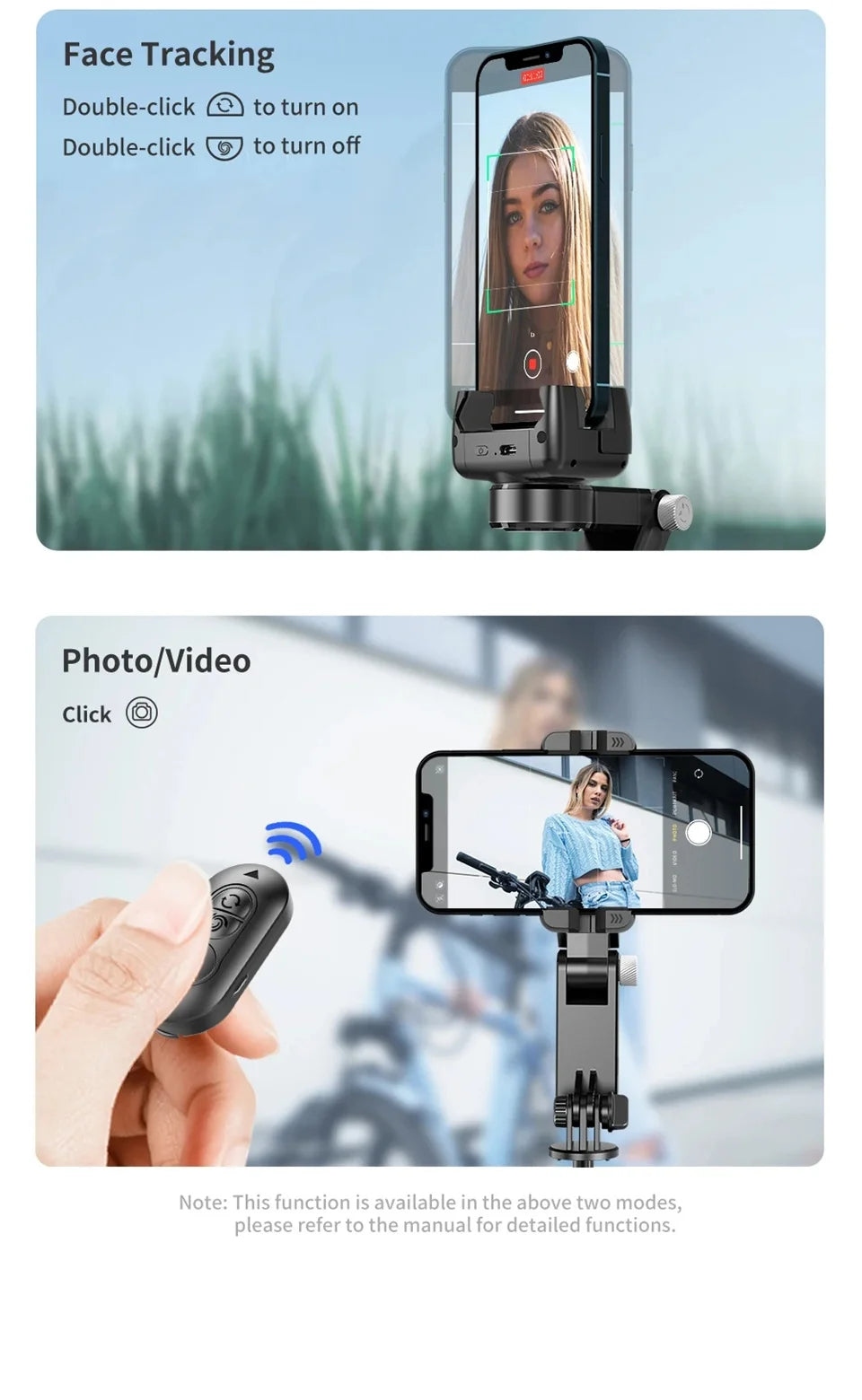 FANGTUOSI 360 Rotation Gimbal,Selfie Stick Tripod With Shutter Fill Light Following Shooting,Stabilizer for Smartphone Live/Vlog