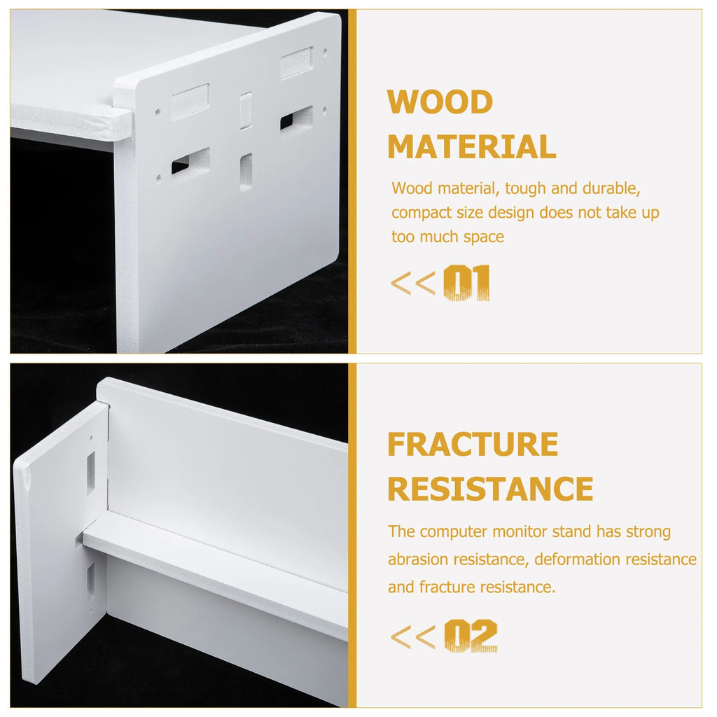 Computer Heightened Shelf Monitor Riser Compact Stand Storage Screen Heightening Laptop Wooden Lifting Rack