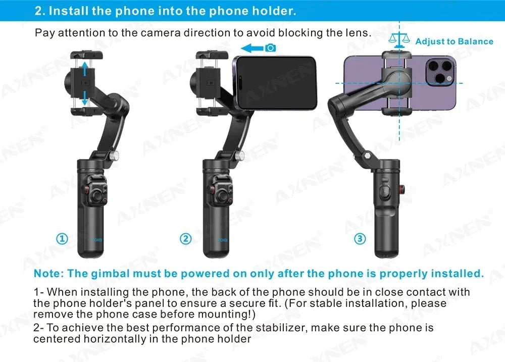 Handheld 3-Axis Gimbal Stabilizer for iPhone & Android, Anti-Shake Phone Holder with Tripod, for Vlogging & Video Recording