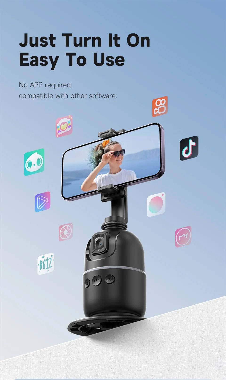 Selfieshow P03 Gimbal Stabilizer 360 Rotation Follow Focus Auto Face Tracking Tripod Desktop Cell Phone Holder for Live/Photo