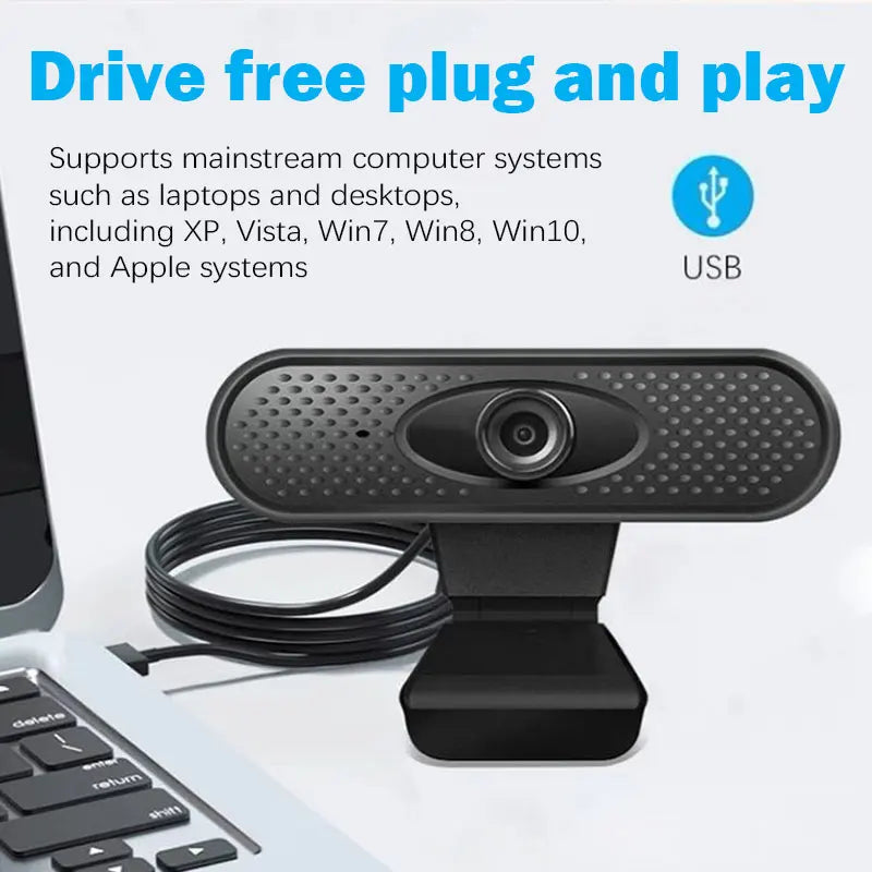 USB Webcam 1080P HD Mini Webcam for Laptop Computer Web Camera Built-in Microphones for Living/ Video Call/ Conference