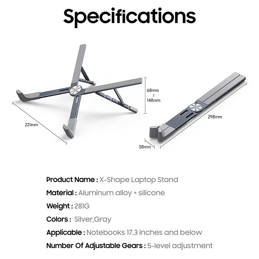 Vothoon Portable Laptop Stand for MacBook Pro Air Aluminum Foldable Notebook Laptop Base Macbook Holder Adjustable Tablet Stand