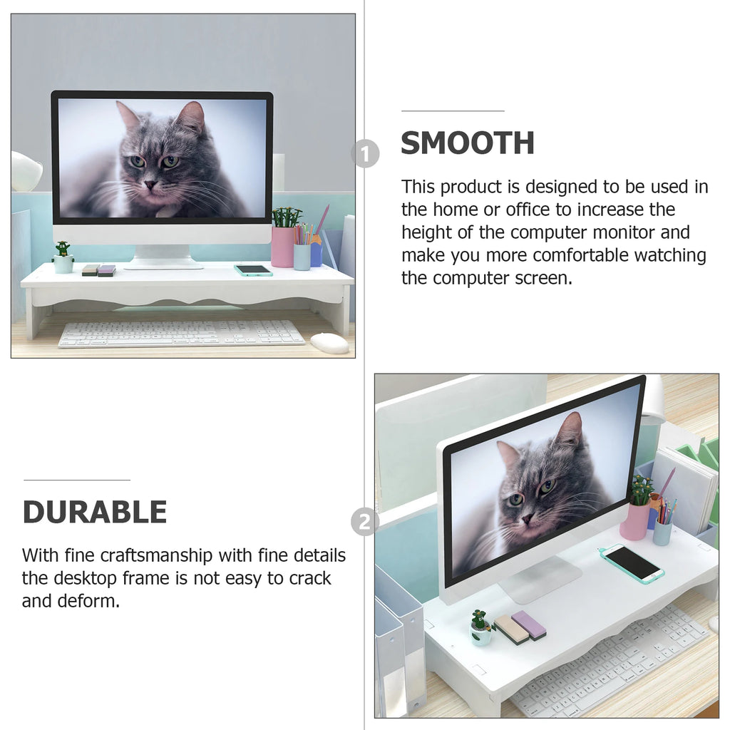 Plastic Monitor Stand Riser Shelf Durable Long Term Elevate Screen Comfortable View Easy Installation Computer Desk Accessories