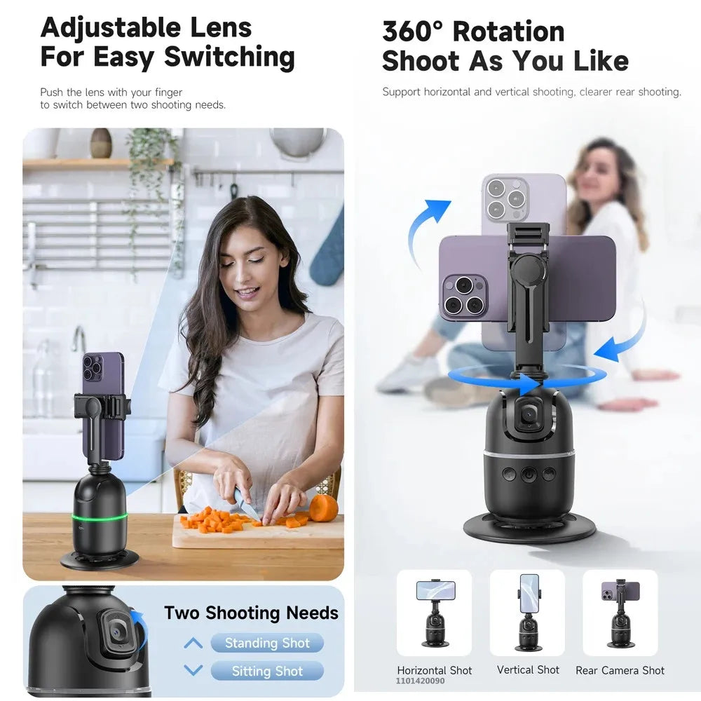 Selfieshow P03 Gimbal Stabilizer 360 Rotation Follow Focus Auto Face Tracking Tripod Desktop Cell Phone Holder for Live/Photo