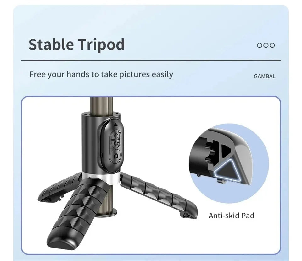 FANGTUOSI 360 Rotation Gimbal,Selfie Stick Tripod With Shutter Fill Light Following Shooting,Stabilizer for Smartphone Live/Vlog