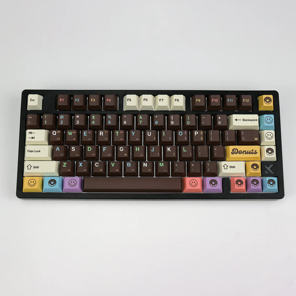 KBDiy 143 Keys/Set Korean Keycaps PBT Custom Mechanical Keyboard Cherry Profile Cute Donuts Keycap for 60/61/68/84/87/100/104/64