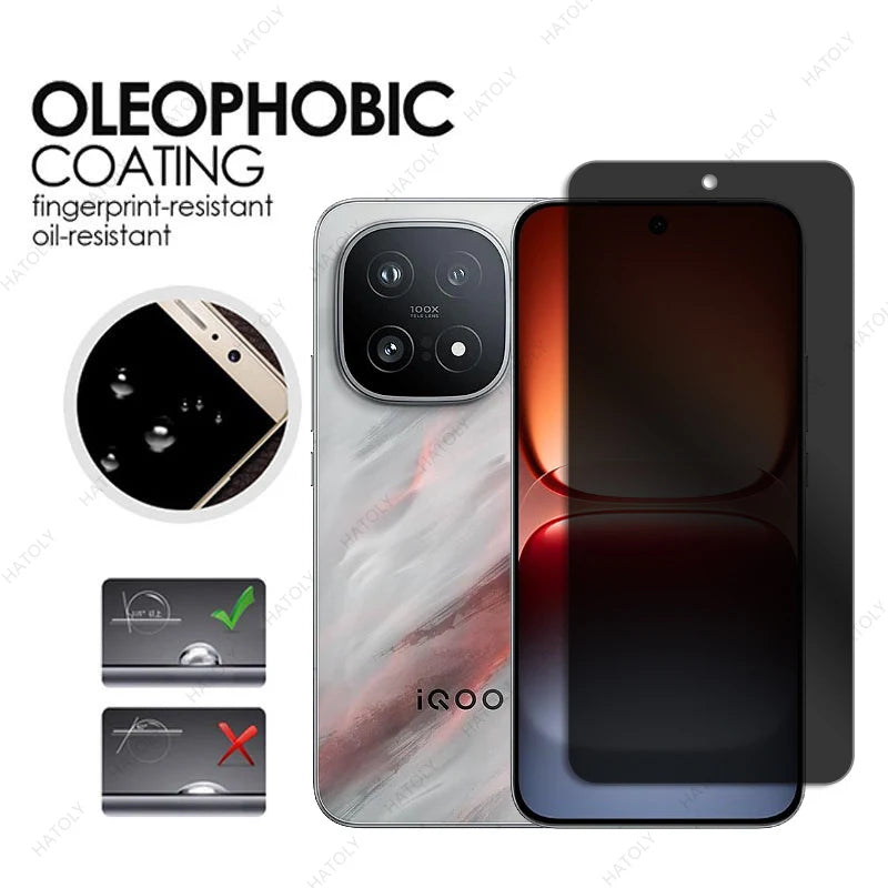 Anti-spy Glass For vivo iQOO 15 Glass Privacy Screen Protector For vivo iQOO 15 5G Front Film Camera Lens Protector For iQOO 15