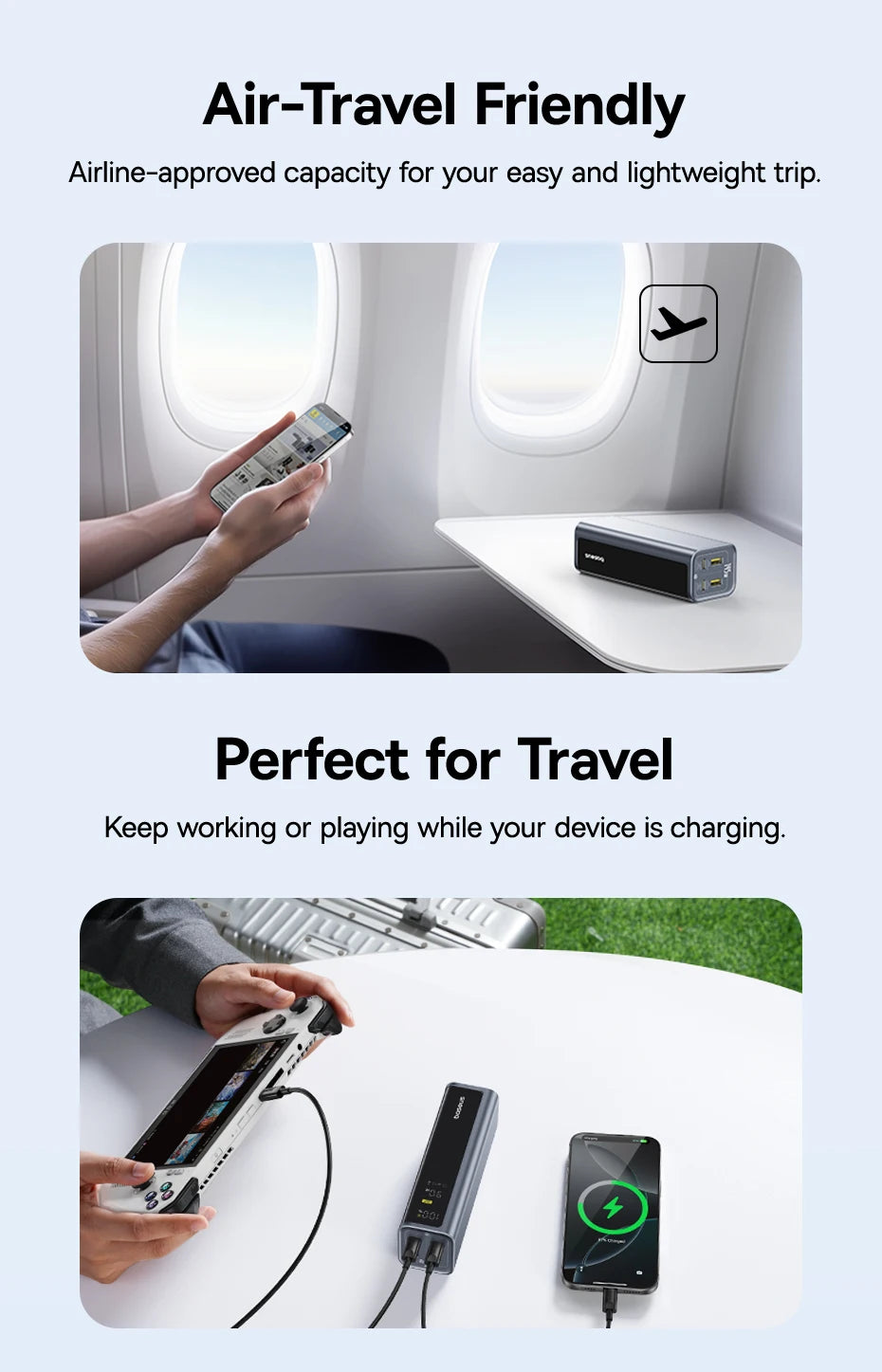 Baseus Power Bank 145W 20800mAh PD 100W Fast Charging  with Smart Digital Display Portable External PowerBank for Laptop Phone