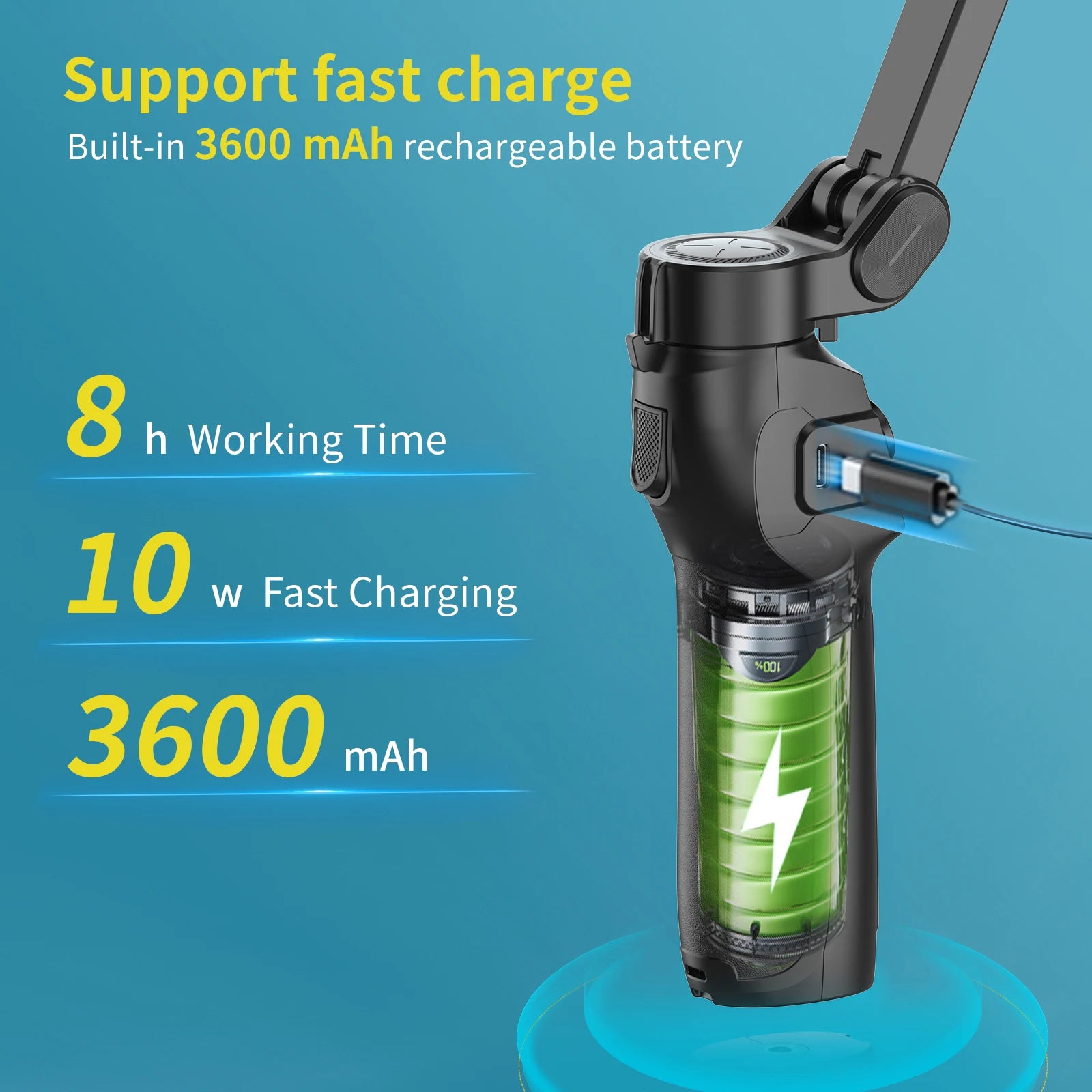 3-Axis Gimbal for Smartphone Anti-shake Stabilizer Face Tracking Gesture Control with Fill Light for iPhone Android Tiktok Vlog