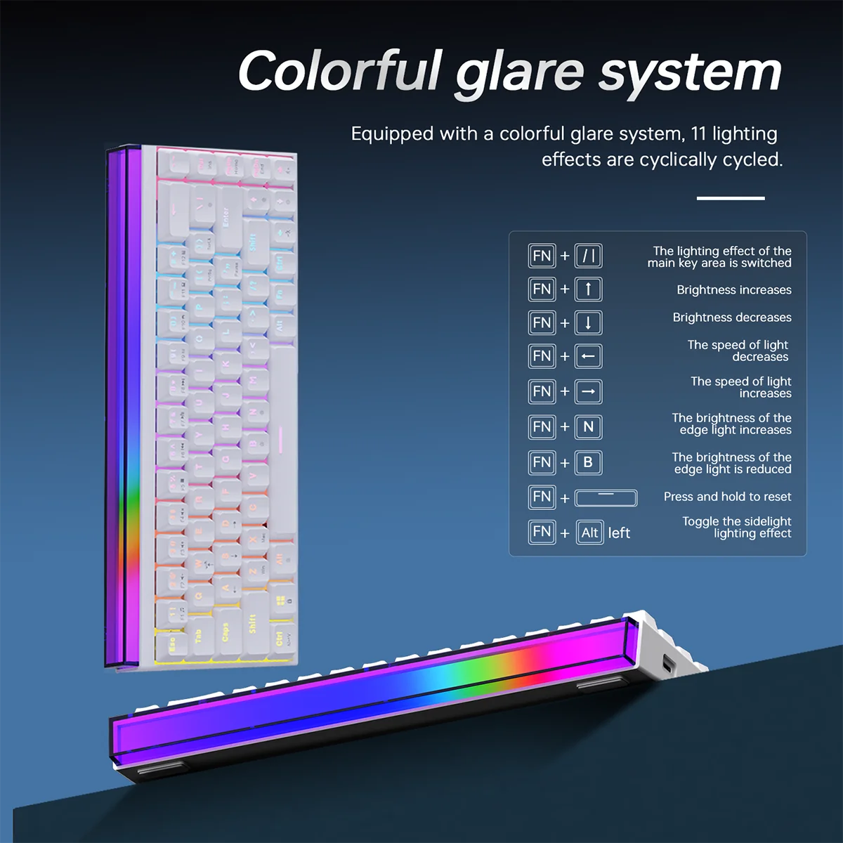 NK68 Side Engraved Contour Wired Mixed Light Mechanical Keyboard Full Keys Hot Swappable
