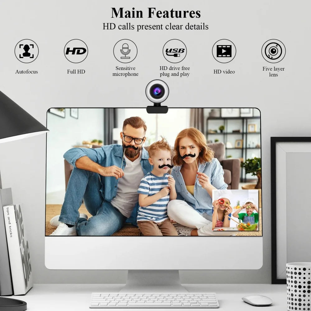 4K 2K 1080P Webcam Light Control Full HD 8MP Webcam PC Laptop Auto Focus Live Streaming Flexible with Microphone Live Broadcast