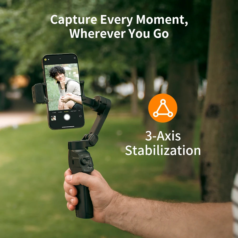 3-Axis Gimbal for Smartphone Anti-shake Stabilizer Face Tracking Gesture Control with Fill Light for iPhone Android Tiktok Vlog