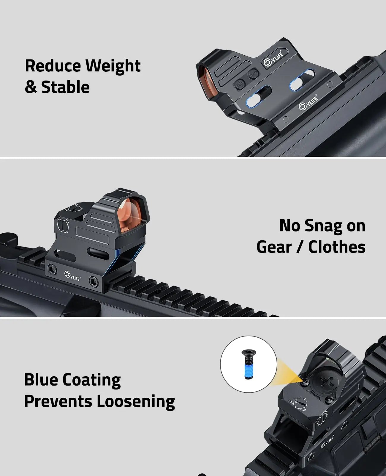 CVLIFE Red Dot Riser Mount Reflex Sight Optic Risers Plate for Picatinny Rail 21mm Absolute Co-witness