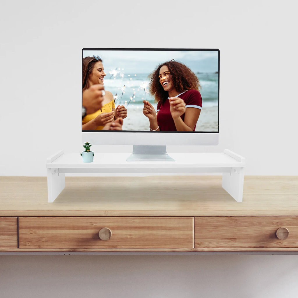 Ergonomic Monitor Stand Computer Screen Riser Heightened Shelf Laptop Holder Wooden Computer Lifting Rack Dorm Room Essentials