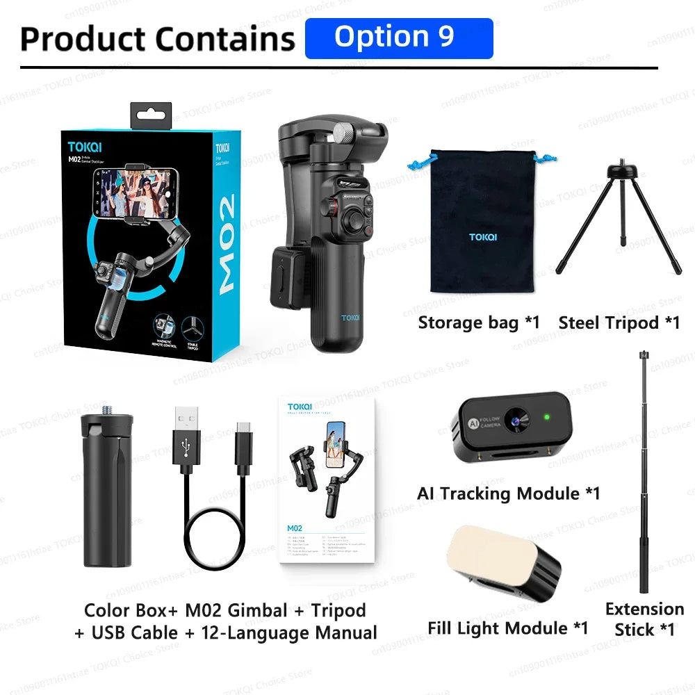 Handheld 3-Axis Gimbal Stabilizer for iPhone & Android, Anti-Shake Phone Holder with Tripod, for Vlogging & Video Recording