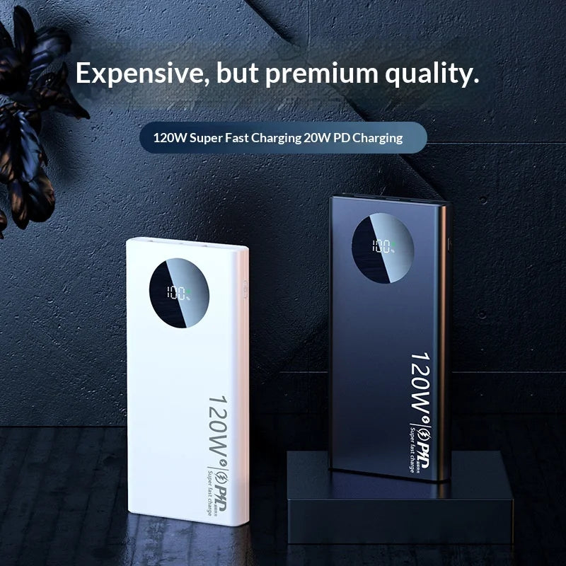 120W super fast charging power bank 20000 mAh large capacity two-way fast charging digital display power bank Lithium Battery