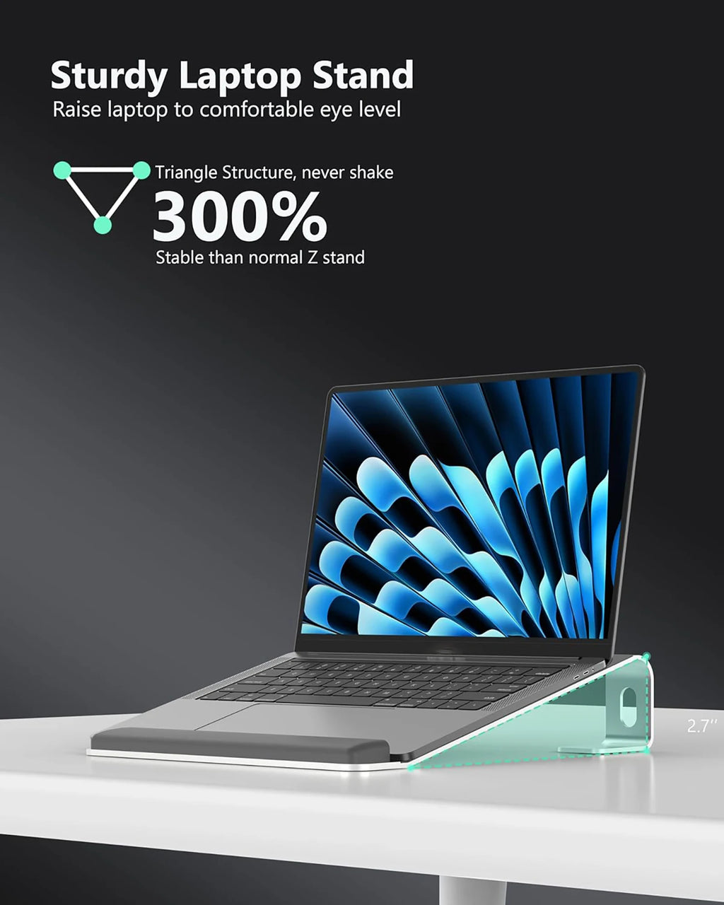 Ergonomische laptopstandaard van aluminiumlegering, draagbare laptopstandaard van aluminium met polssteun.