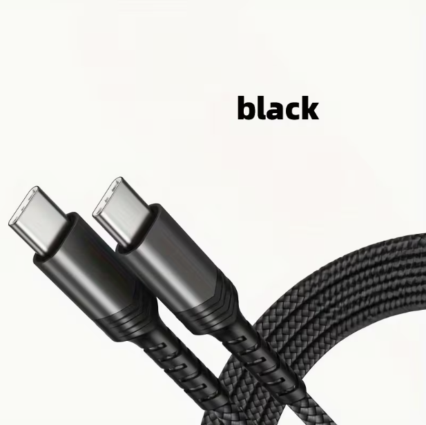Premium Gevlochten USB-C naar USB-C Kabel – Black 1M