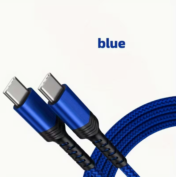 Premium Gevlochten USB-C naar USB-C Kabel – Blauw 1M
