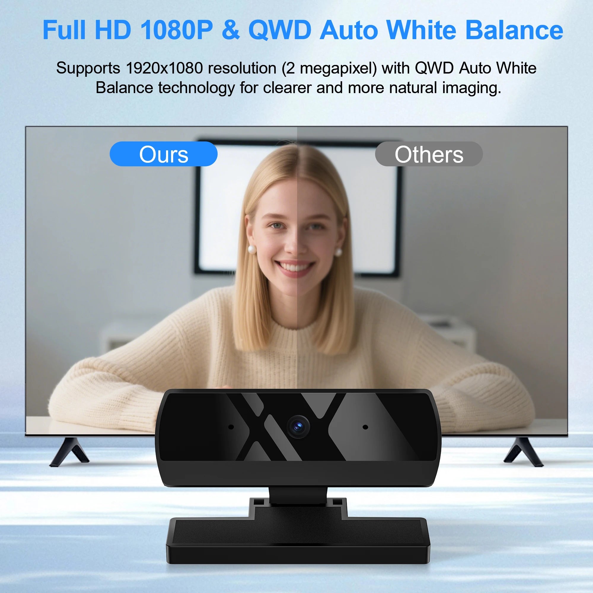 HD 1080P Web Camera with Microphone Autofocus USB Webcam PC Laptop Camera for Live Stream/Video Calling/Conference Plug and Play