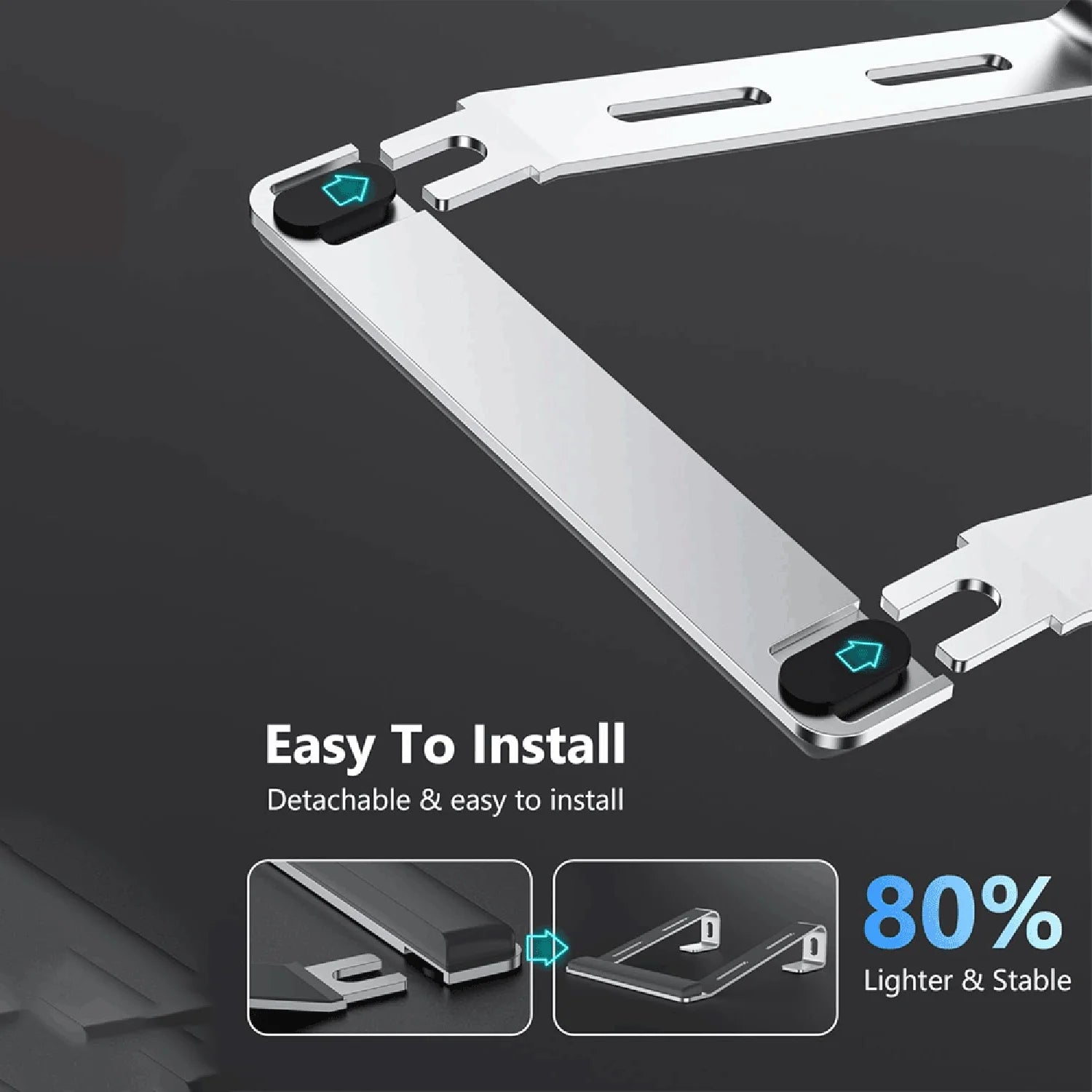 Ergonomische laptopstandaard van aluminiumlegering, draagbare laptopstandaard van aluminium met polssteun.