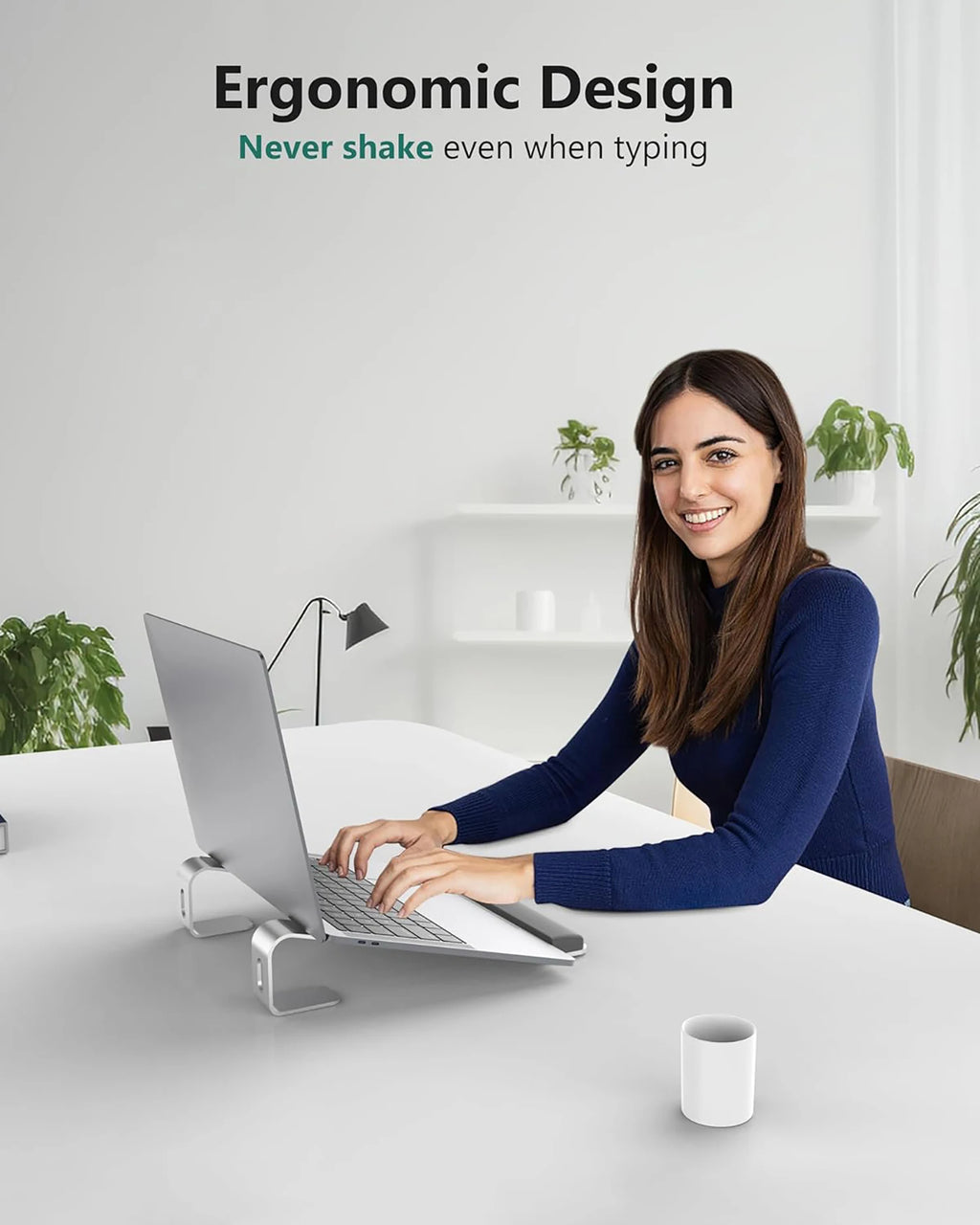 Ergonomische laptopstandaard van aluminiumlegering, draagbare laptopstandaard van aluminium met polssteun.