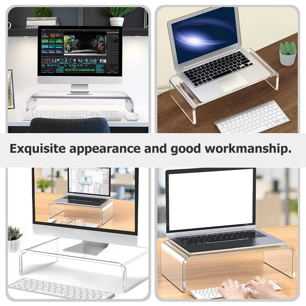 Thickened Transparent Acrylic Monitor Stand Laptop Riser Computer Base Desktop Monitor Riser Clear Computer Holder Computer