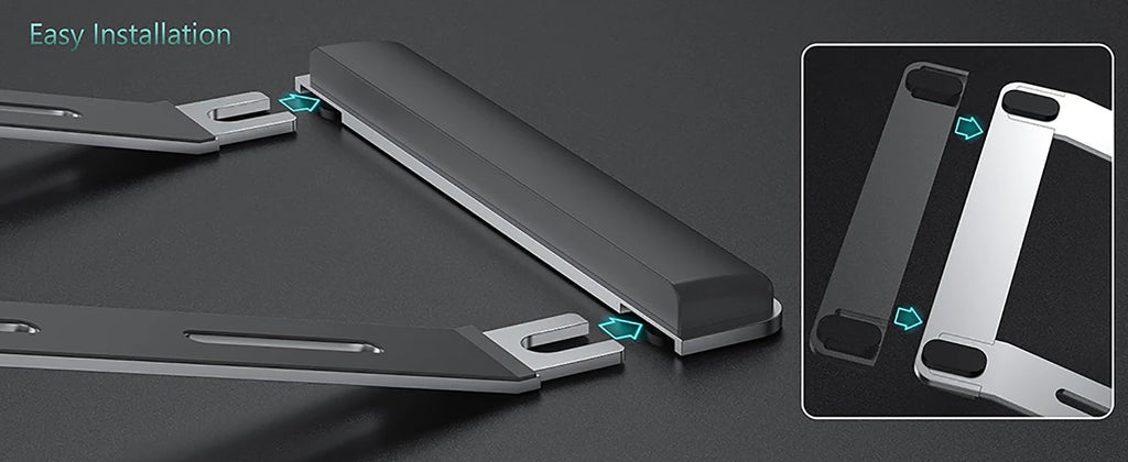 Ergonomische laptopstandaard van aluminiumlegering, draagbare laptopstandaard van aluminium met polssteun.
