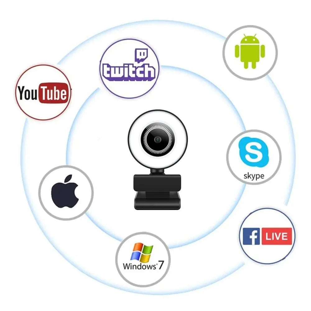 4K 2K 1080P Webcam Light Control Full HD 8MP Webcam PC Laptop Auto Focus Live Streaming Flexible with Microphone Live Broadcast