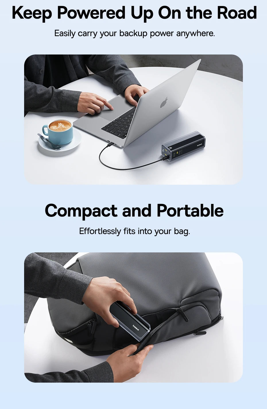 Baseus Power Bank 145W 20800mAh PD 100W Fast Charging  with Smart Digital Display Portable External PowerBank for Laptop Phone