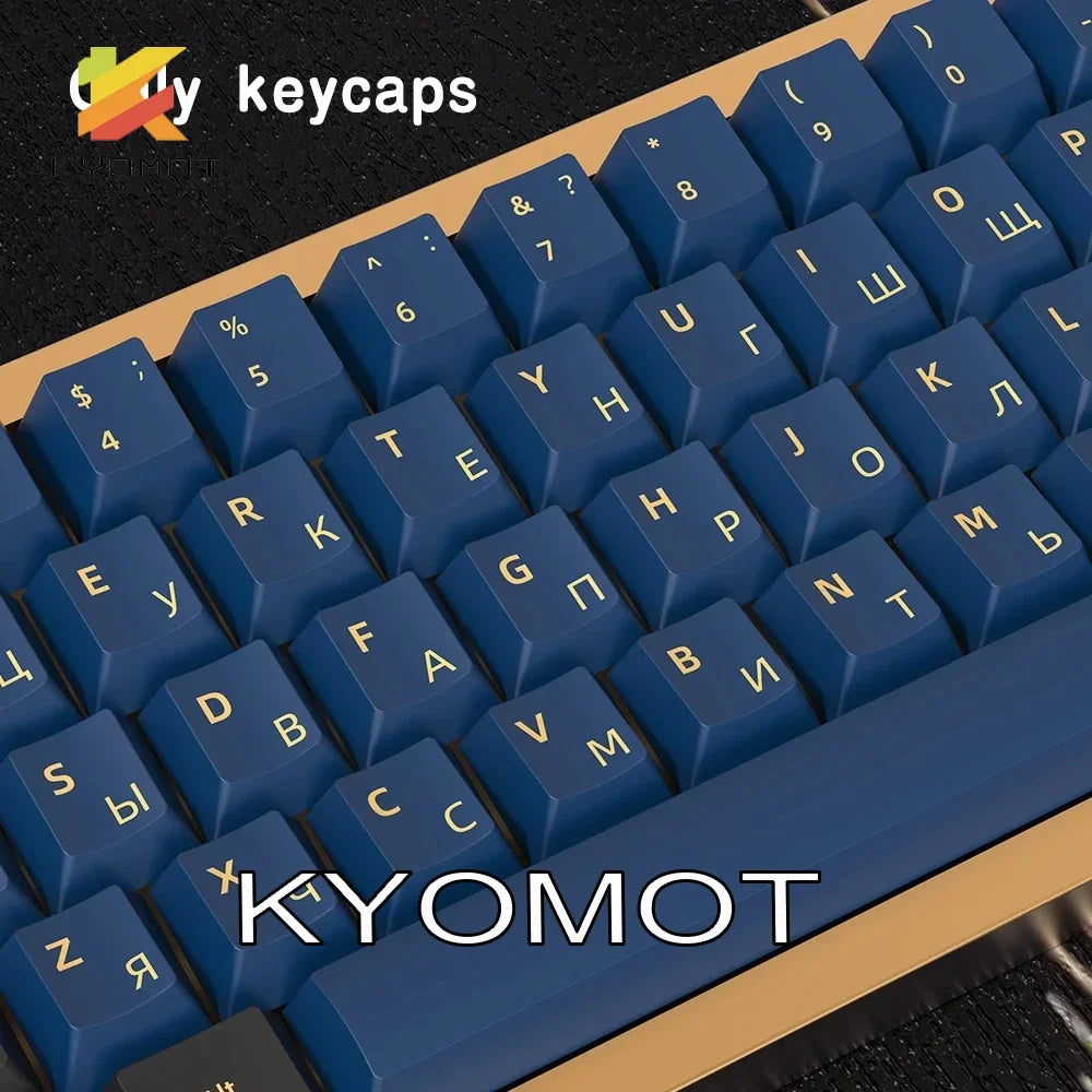 KYOMOT Blue/Red Samurai Japanese/Korean/German/Spanish/French PBT Keycaps ISO Layout Cherry Profile for Game Mechanical Keyboard