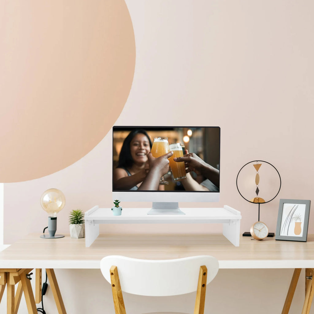 Computer Heightened Shelf Monitor Riser Compact Stand Storage Screen Heightening Laptop Wooden Lifting Rack