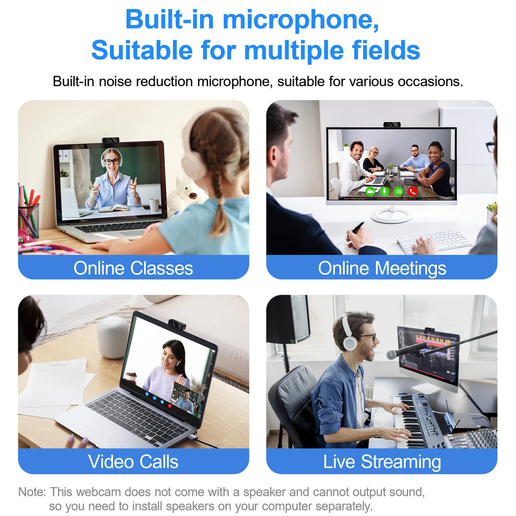 HD 1080P Web Camera with Microphone Autofocus USB Webcam PC Laptop Camera for Live Stream/Video Calling/Conference Plug and Play