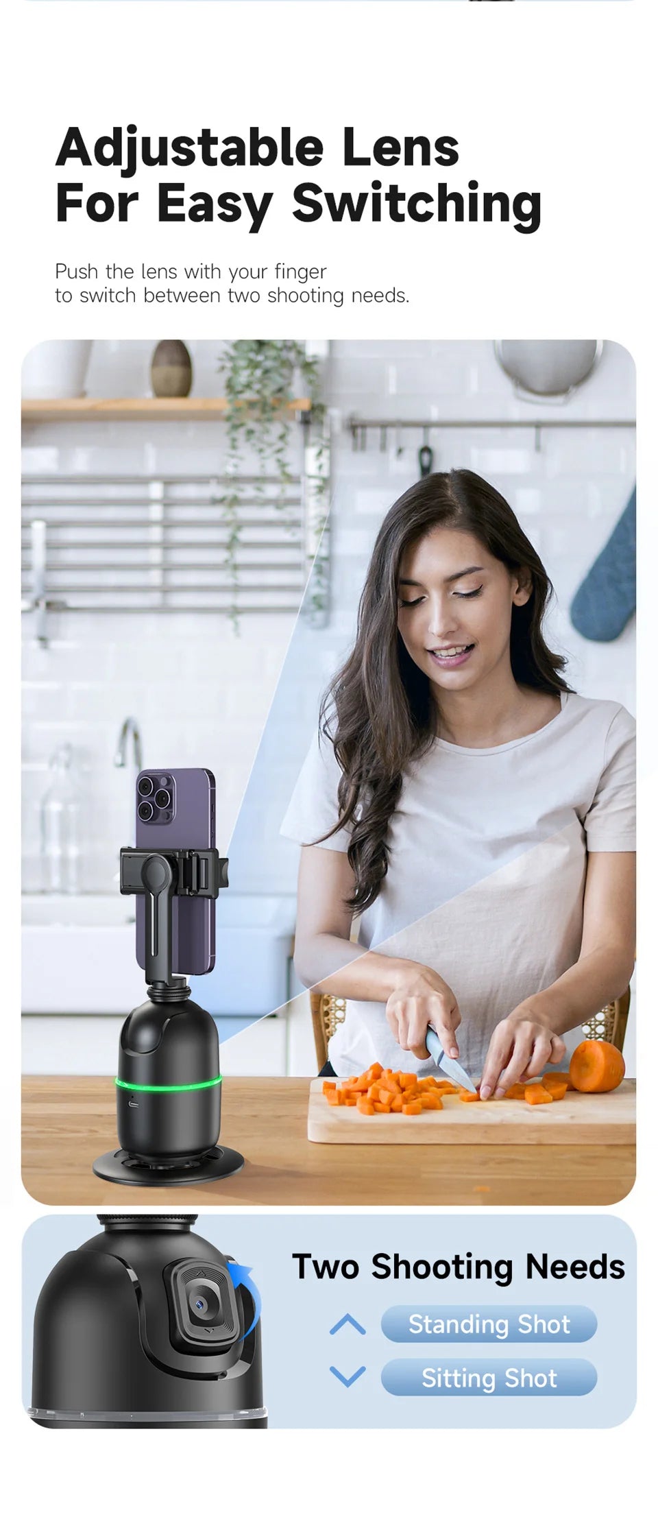 Selfieshow P03 Gimbal Stabilizer 360 Rotation Follow Focus Auto Face Tracking Tripod Desktop Cell Phone Holder for Live/Photo